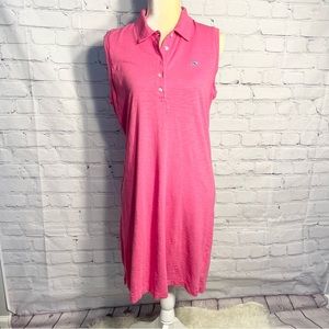 Vineyard Vines Sleeveless Slub Polo Dress in hot pink